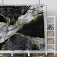 thumbnail image 4 of Black Golden Marble Shower Curtain Modern Abstract Luxury Texture Shower Curtains Decorative for Bathroom Waterproof Fabric Shower Curtain with Hooks 72x72 Inches, 4 of 6