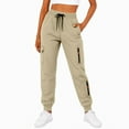thumbnail image 2 of Resicozy Womens Sweatpants Cargo Baggy Athletic Jogger with Zip Up Pockets 2025 Casual Trendy Solid Color Pants Fall Trousers Khaki XL, 2 of 7
