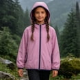 thumbnail image 6 of XYAIYT Girls Windproof Jacket with Pockets Hooded Solid Color Stand Collar Waterproof Outerwear Coat Outdoors, 6 of 6