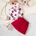 thumbnail image 3 of Hienoo Little Girls Outfits Halter Floral Tank Top Shorts Summer Clothes Set, Sizes 5-6Y, 3 of 6