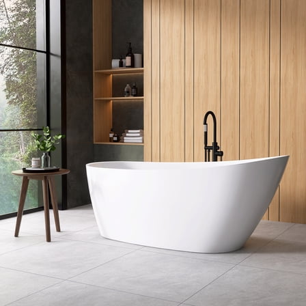 Vinnova Lahore 59.1" x 29.1" Acrylic Soaking Bathtub in White