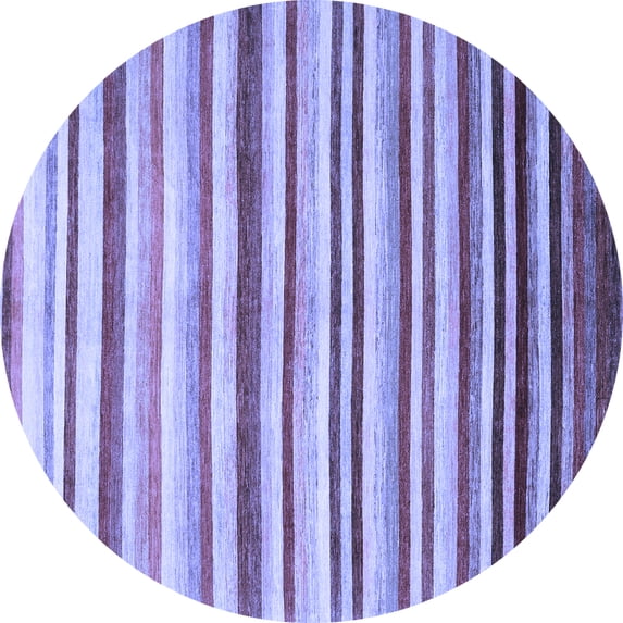 Ahgly Company Machine Washable Indoor Round Abstract Blue Contemporary Area Rugs, 7' Round
