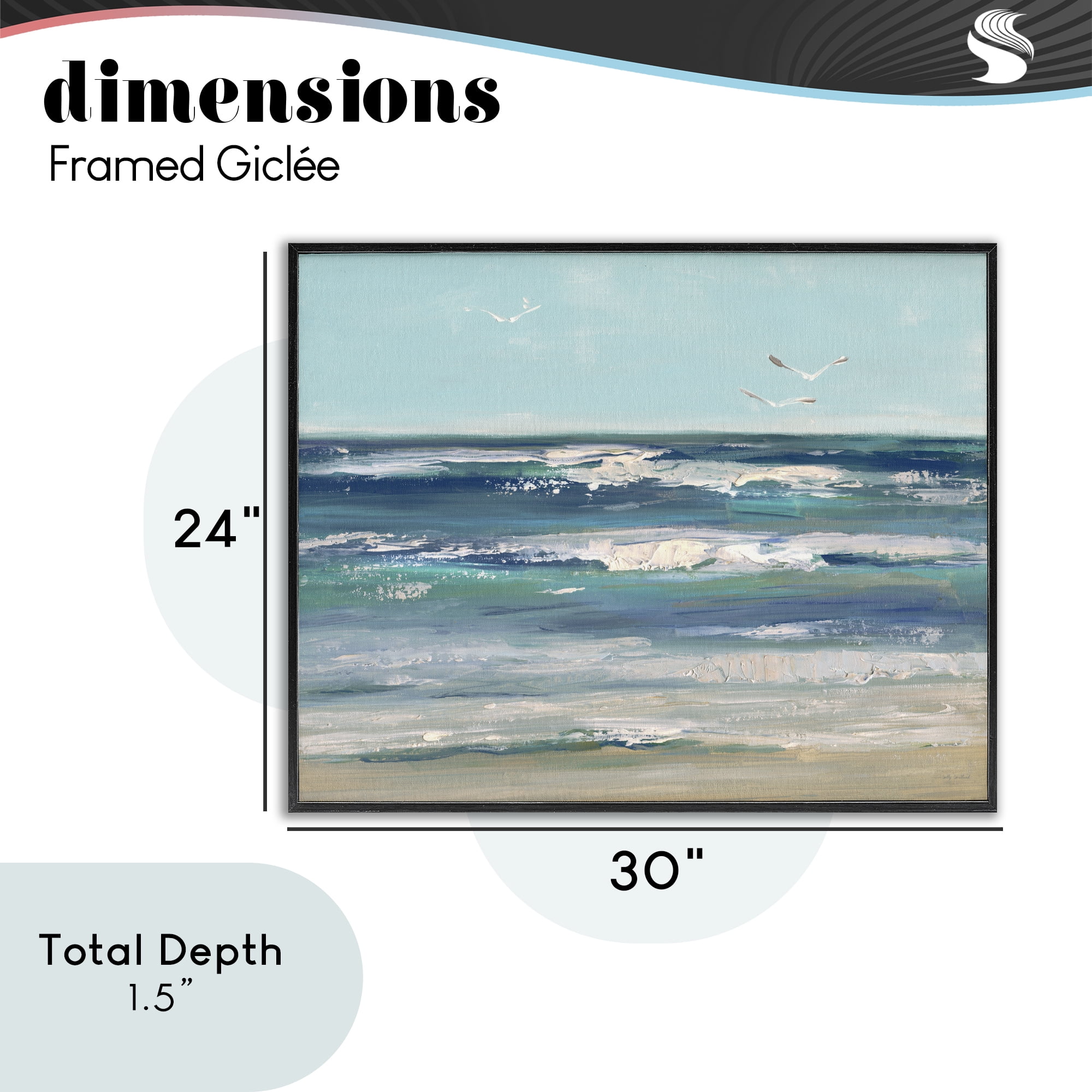 Stupell Industries Seagulls over Rolling Waves Black Framed Giclee Art, design by Sally Swatland