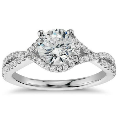 1 Carat Round Cut Real Diamond Infinity Engagement Ring in 14k White Gold