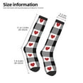 thumbnail image 2 of Fuzoiu Heart Black Buffalo Plaid Gingham Print Adult Stockings,Crew Socks,Unisex Fashion Socks, Casual Sports Socks,Comfortable Crew Socks for Everyday Wear and Sports, 2 of 6