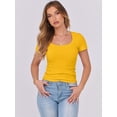 thumbnail image 6 of ANRABESS Women Short Sleeve Tops Scoop Neck Ribbed Knit Slim Fitted Basic Tee Shirt Casual Summer Clothes 2026 Spring Outfits Yellow S, 6 of 9