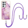 thumbnail image 2 of Allytech Galaxy S21 Ultra Case, TPU Marble Pattern Slim Fit Anti-scratch Shock-absorbing Full Protection Back Cover with Hand Strap Lanyard Case for Samsung Galaxy S21 Ultra, Lightpurple, 2 of 4