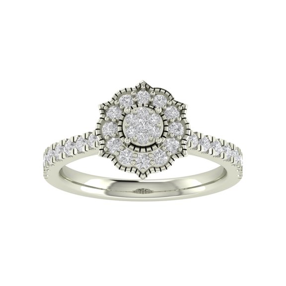 Araiya 10K White Gold Diamond Cluster Ring (3/4 cttw, I-J Color, I2-I3 Clarity), Size 7