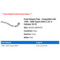 thumbnail image 2 of Front Exhaust Line - Compatible with 1998 - 2000 Toyota RAV4 2.0L 4-Cylinder 3S-FE 1999, 2 of 2