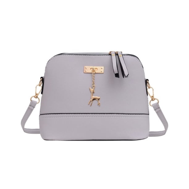 Sonducket Bolso de hombro de cuero para mujer, bolsos organizadores de pintalabios con correa ajustable, bolsos de compras para interiores y exteriores, Bolsas de mensajero y de hombro gris