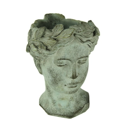 - Distressed Cement Classic Greek Lady Head Indoor/Outdoor Planter