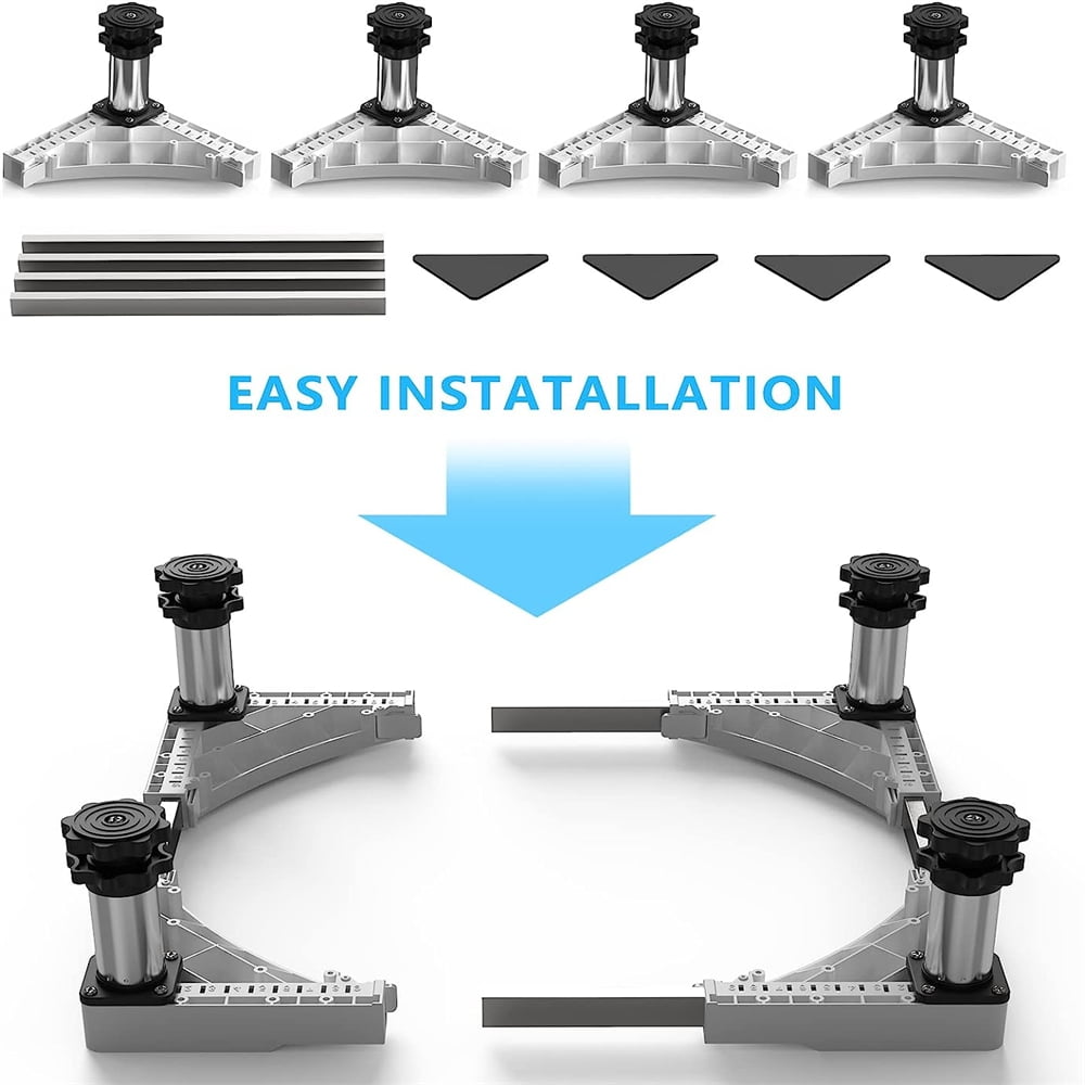 Mini Fridge Stand Washer and Dryer Pedestals Adjustable Stainless Steel Stand for Freezers Washing Appliances Kitchen Silver wu0207