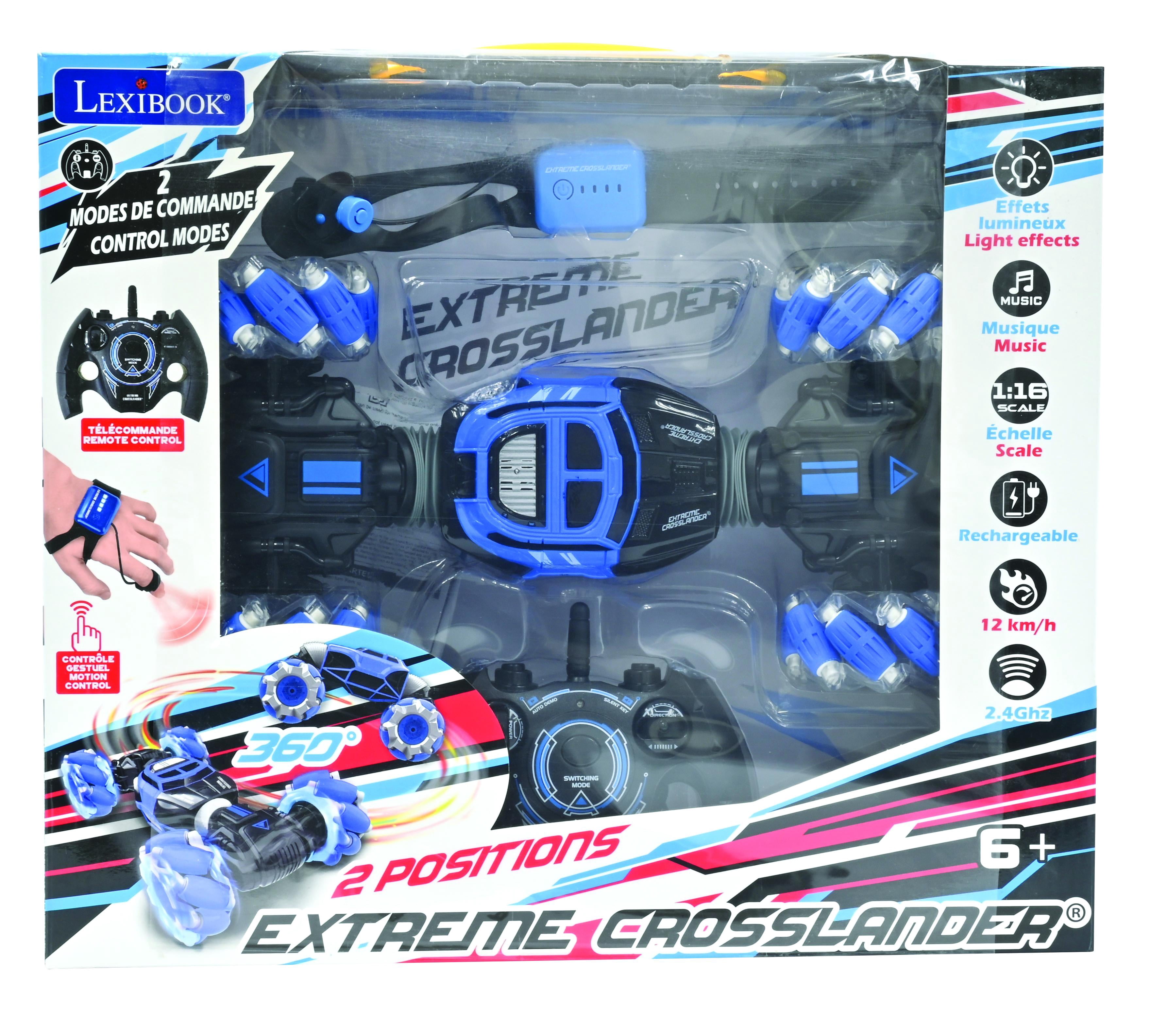 Lexibook, Extreme Crosslander, Off-road Remote Control Car, up to 12km/h, Light Effects, Remote Control & Gesture Control Bracelet Included, Music, Rechargeable