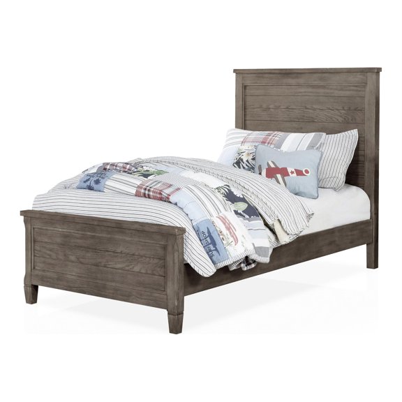 Furniture of America Haed Panel Wood Grain Texture Solid Wood Full Bed in Gray