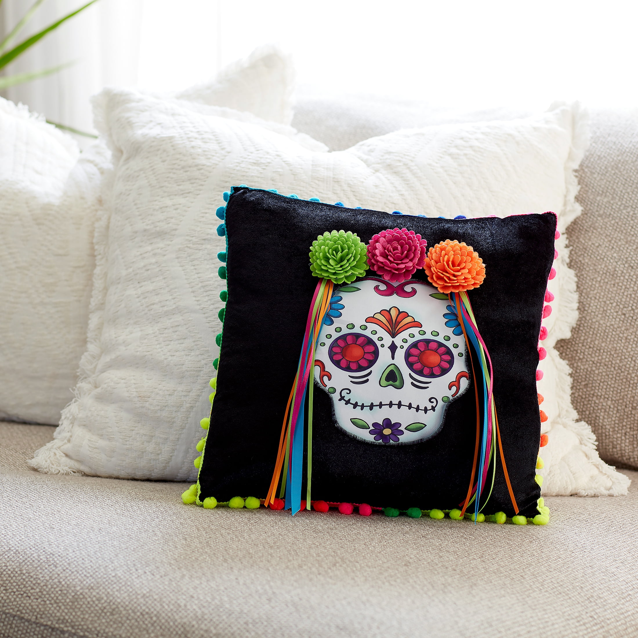 Way to Celebrate Dia de los Muertos Sugar Skull Decorative Pillow