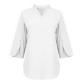 thumbnail image 6 of cfhntfmh Lounge Shirts for Women Comfy 3/4 Length Sleeve Solid Color Tops Fall Trendy Casual V Neck T-Shirts, 6 of 6