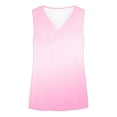 thumbnail image 3 of Mujeres sin mangas Tops de verano gradiente color fuera de posición impresión V-cuello blusa casual Mujeres V-cuello de verano Tops, 3 of 8