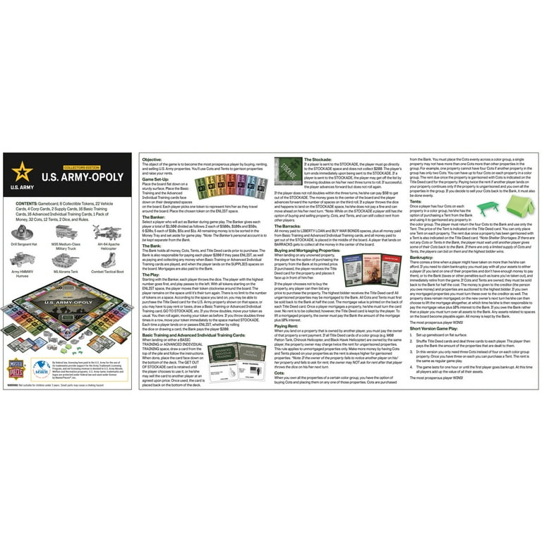 MasterPieces U.S. Army Monopoly - Family Board Game with 