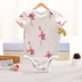 thumbnail image 6 of Pink Irises Flowers Pure Cotton Bodysuit Short Sleeve Pajamas One-Piece Romper Unisex 12M, 6 of 6