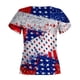 thumbnail image 3 of Fiudx Ofertas Flash Artículos En Oferta Día de La Independencia Moda Mujer Verano V-Cuello Manga Corta Impresión Casual Blusas Tops, 3 of 5