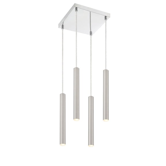 Z-Lite Forest 4 Light 10" Square Steel LED Pendant in Brushed Nickel and Chrome
