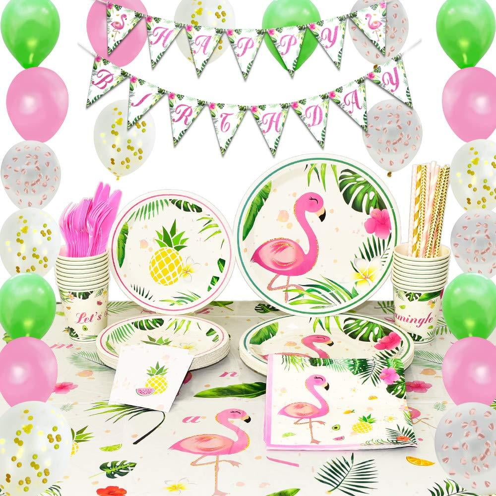 Download WERNNSAI Flamingo Party Supplies Set - Tropical Party ...