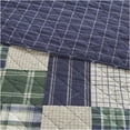 thumbnail image 4 of JERFIT Reversible King Quilt Set 3-Piece, Lodge Style Cabin Bedding, Green Navy Plaid Patchwork Print, Ultra Soft Microfiber, Machine Washable, 4 of 10