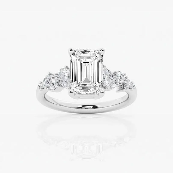 Zoya Jewel 1.9 Ct Emerald Cut Solitaire Moissanite Ring for Women – Moissanite Engagement Ring – 14K White Gold Plated – Special Occasion Proposal Gift