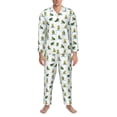 thumbnail image 3 of Fuzoiu Cute Avocado Yoga Print Men's Long-Sleeved Pajama,Lounge Button Down Nightwear,Mens Notch Collar Pajama Set -Medium, 3 of 7