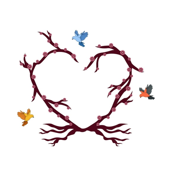 Cherry Blossom Branch Wall Art Decal- Home Living Room Vinyl Wall Decal Sticker - Adhesive Floral Art Kids Girls Bedroom Wall Decoration-Size: 10" x 8".