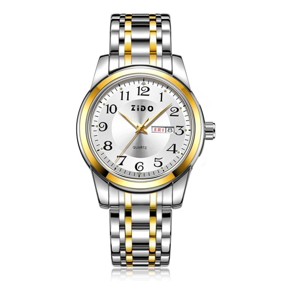 Men's quartz watch, suitable for middle-aged and elderly men, large numbers, high-end fashion business watch, versatile quartz luminous men's wristwatch