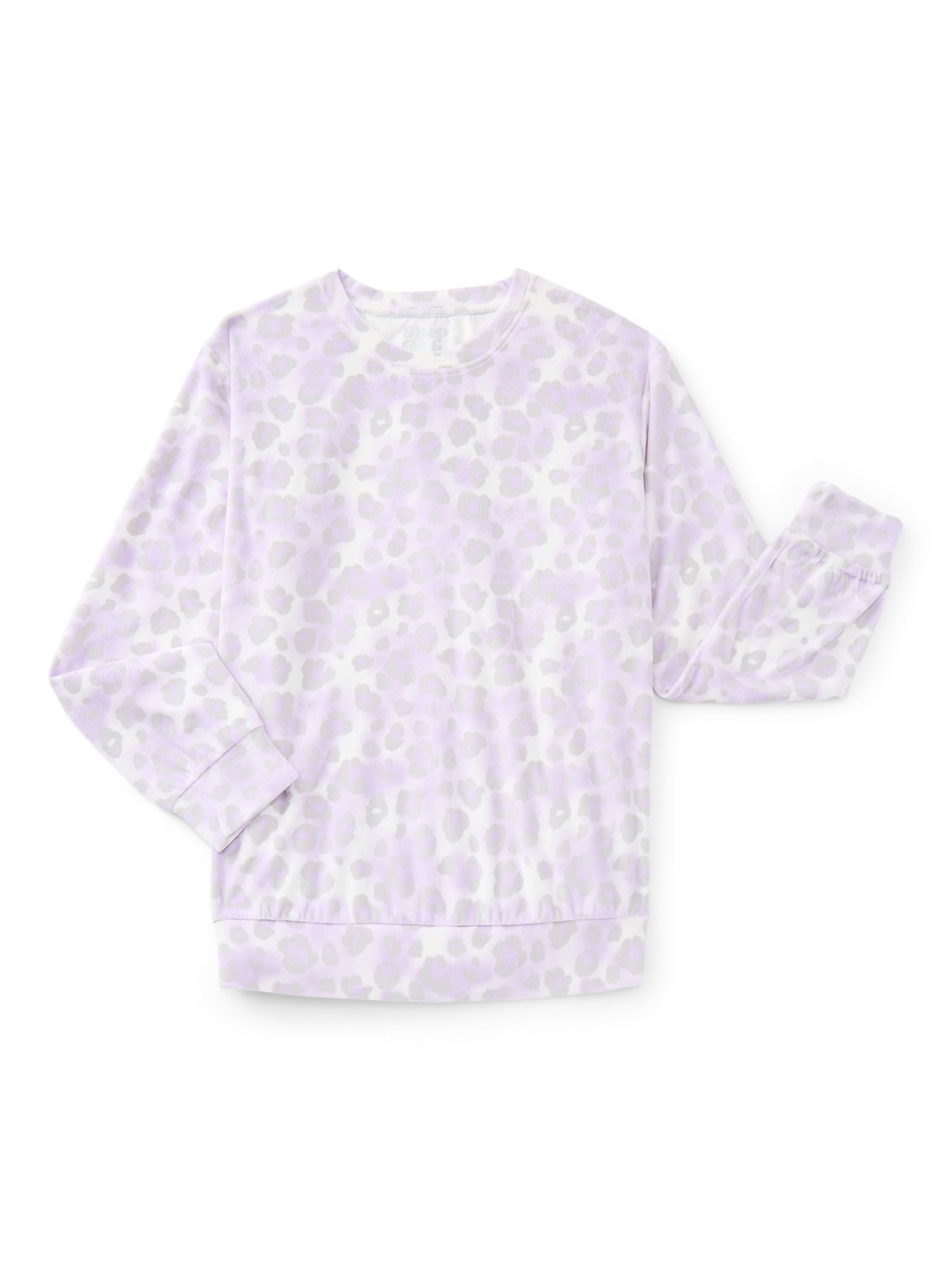 Sleep On It Girls Foil Print Velour Top and Pants Pajama Set, 2-Piece, Sizes 8-16