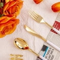 thumbnail image 4 of 96 Pcs Gold Plastic Silverware, Gold Plastic Utensils with White Handle, Cutlery Set Disposable Includes: 32 Knives, 32 Plastic Spoons And 32 Forks for Wedding And Party, 4 of 7