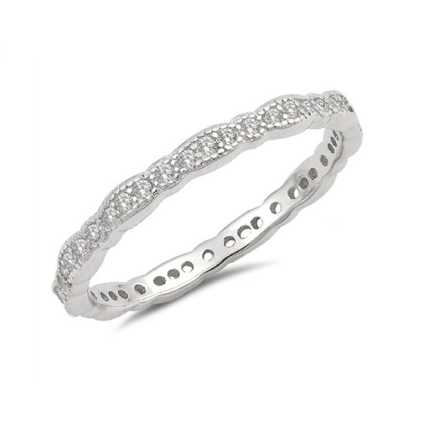 All in Stock Clear Cubic Zirconia Designer Stackable Ring Sterling