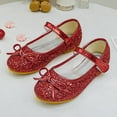 thumbnail image 2 of Xiaoxatg Girls Bow Sneakers With Secure Closure Sequined Flat Shoes For Dance Performance And Everyday Wear 5-5.5 Years Red, 2 of 5