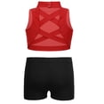 thumbnail image 7 of MSemis Kids 2 Pieces Dance Athletic Mock Neck Bra Crop Top with Boy-cut Shorts Set, 7 of 7