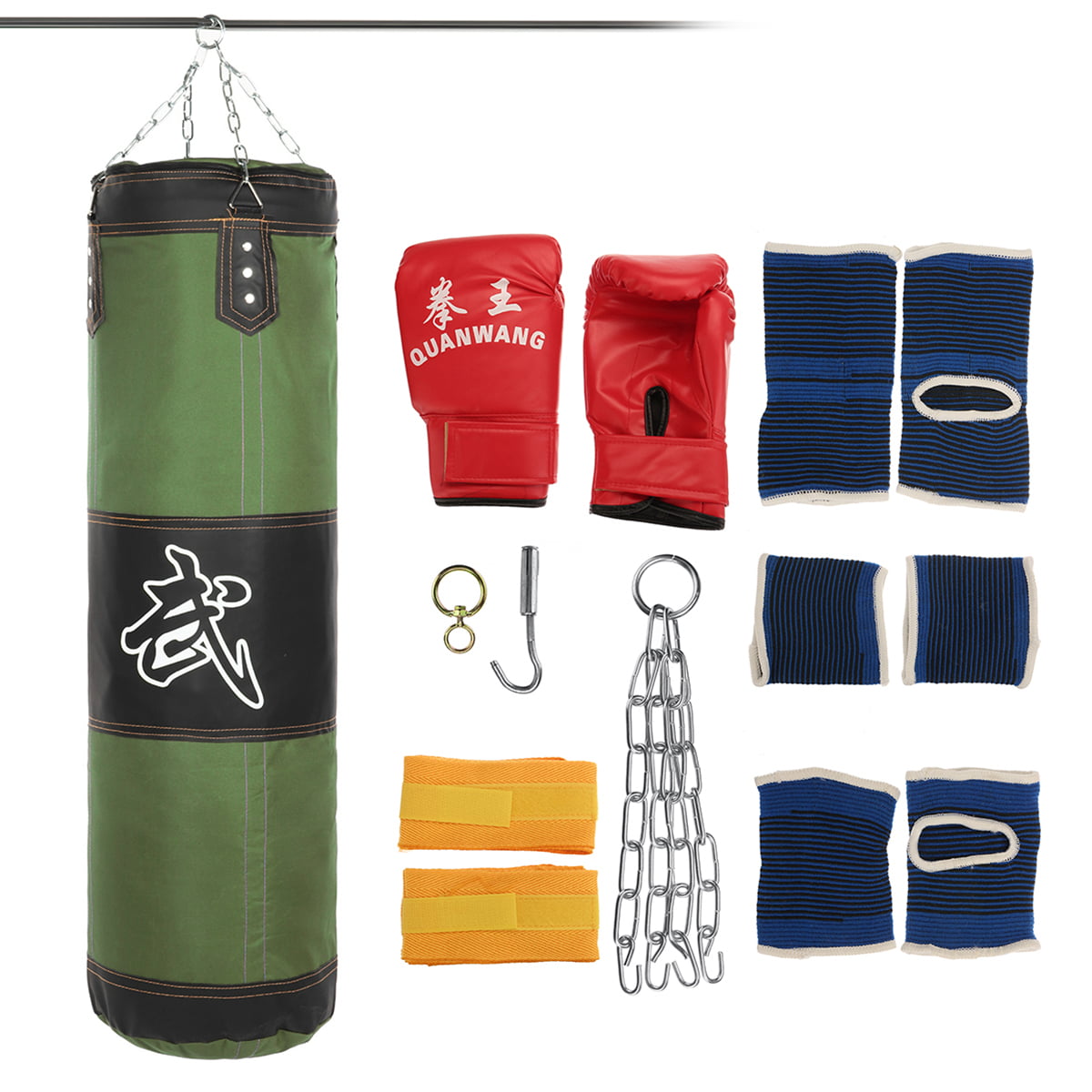 2/2.6/3.3/4FT Punching Bag Set for Adults with Gloves, Heavy Punching Bags  Hanging, Boxing Fitness Workout Training Kick with 8 boxing bag accessories  - Unfilled 