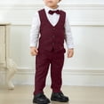 thumbnail image 2 of LIJCC Toddler Boy Formal Suit Clothes Gentleman Wedding Dress Outfit Long Sleeve Dress Shirt Waistcoat Suspender Pants 3 Pcs Set(Wine,3-4 Years), 2 of 9