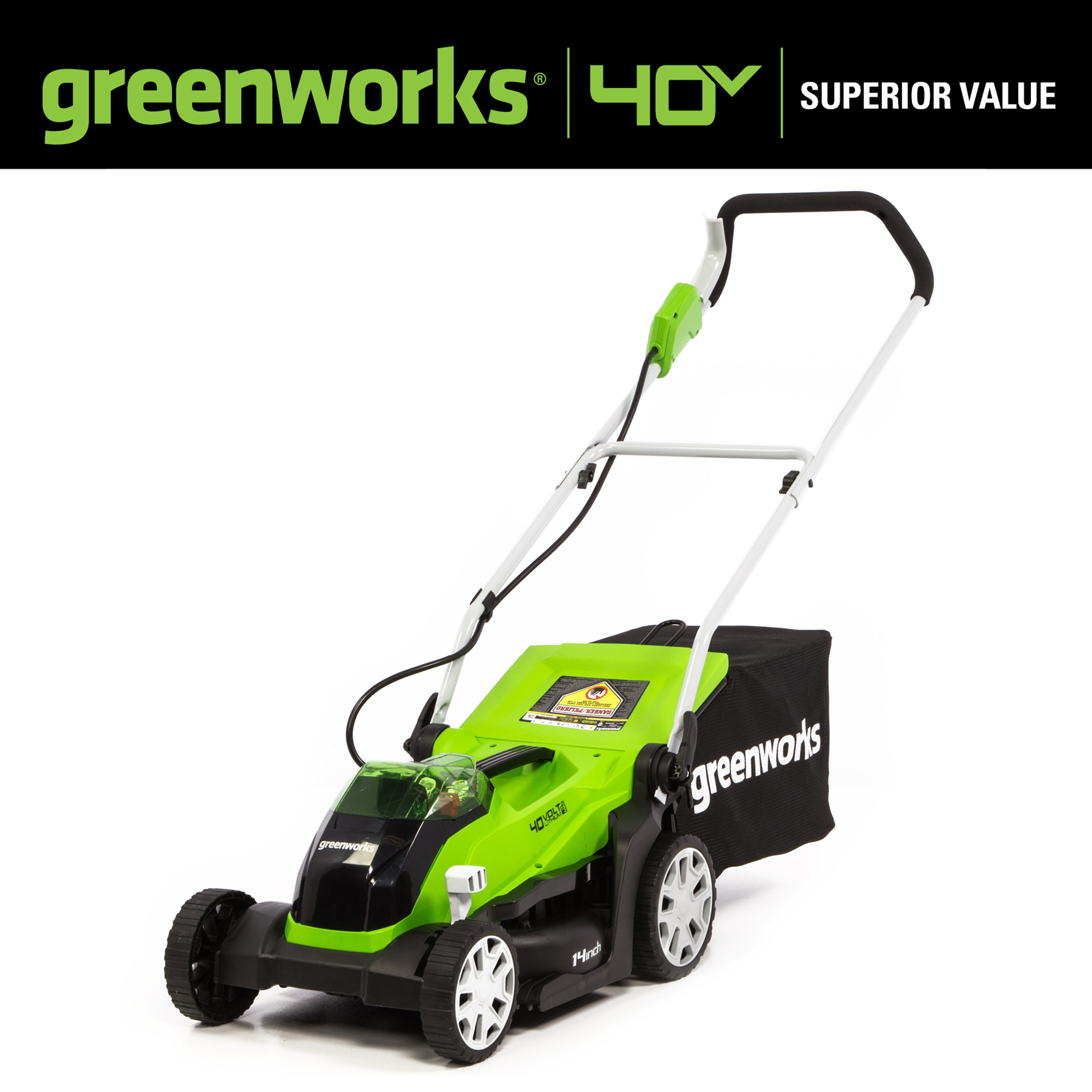 Greenworks 14" 40 Volt Battery Powered Push Walk-Behind Mower - image 3 of 12