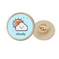 thumbnail image 1 of Lindo sol de nubes. Broche de oro metálico circular, 1 of 3