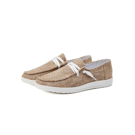 

Womens Canvas Loafer Slip On Casual Closed Toe Lace Up Flatform Boat Shoes