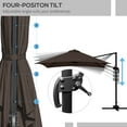 thumbnail image 4 of Outsunny 10x10ft Cantilever Umbrella with 4 Adjustable Angle and Rotation, Square Top Market Parasol with Aluminum Pole and Ribs for Backyard Patio Outdoor Area, Coffee, 4 of 10