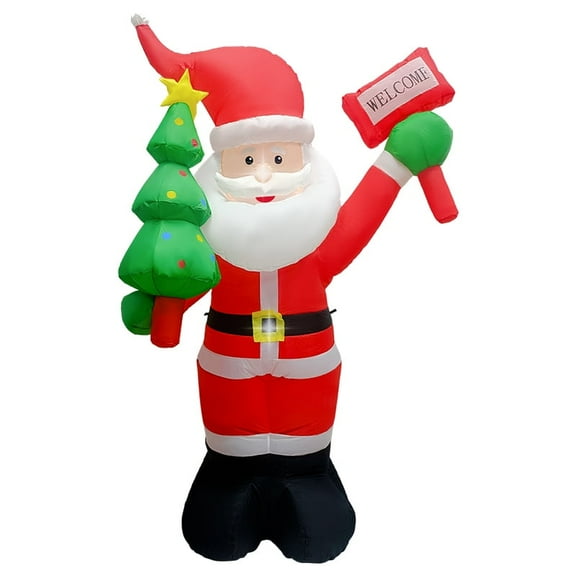 6ft Christmas Inflatables Santa Claus Holding A Tree And Sign,Outdoor Decoration LED Lighted Santa Christmas Decor for Yard Patio Garden Lawn Xmas Holiday Indoor Party