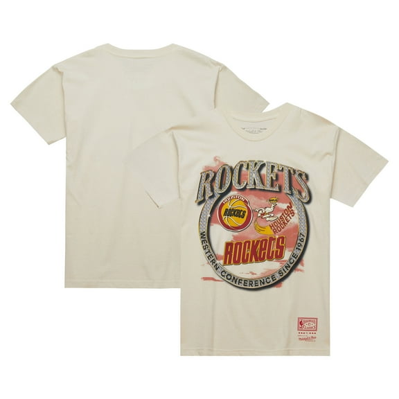 Men's Mitchell & Ness Tan Houston Rockets Hardwood Classics Vintage Soul Crown Jewels T-Shirt