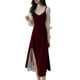 thumbnail image 1 of Vestido con dobladillo suelto,Vestido de mujer Vestido de malla de 2 piezas Vestido con dobladillo dividido Diseño fácil de usar, 1 of 8