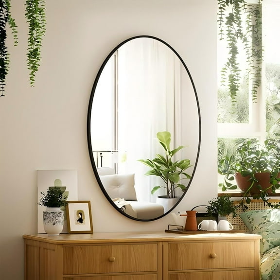 Mirstory Oval Bathroom Mirror 24"x36" Bathroom Vanity Mirror, Black
