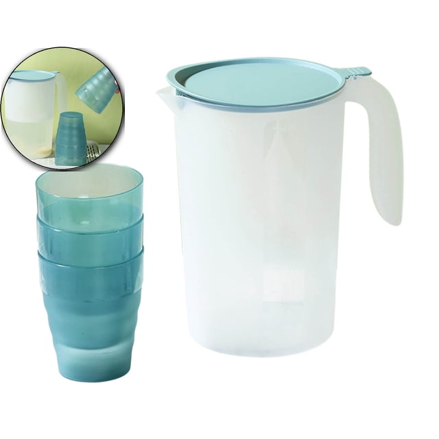 Dvruxg Pichet d'Eau Froide Isolé - Distributeur d'Eau Chaude et Froide pour Réfrigérateurs - Parfait pour Rafraîchir et Servir des Boissons Rafraîchissantes, Bouilloire de Rangement avec Tasses d'Eau Froide