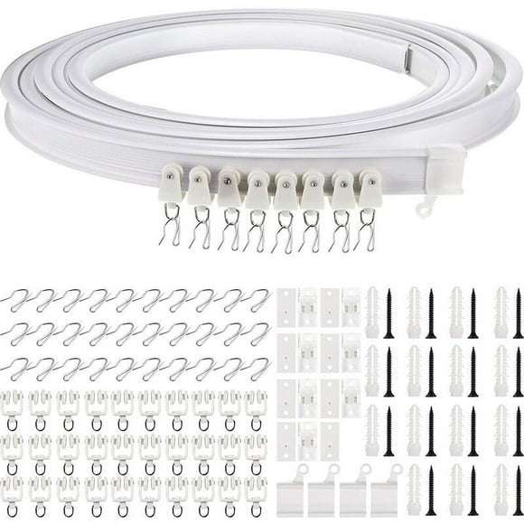 Meters Bendable Ceiling Track Curved Curtain Track Flexible Ceiling Curtain Mount Curved Window Track for Curtain Track with Curtain Rail System Bed Divider, Ceiling Track