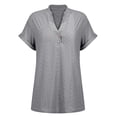 thumbnail image 4 of Baberdicy Women's Embroidered Tops Eyelet Short Sleeve V Neck Button down Casual Summer Blouses, Grey Xl, 4 of 10