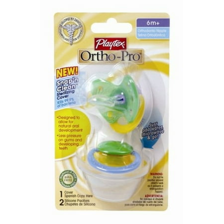 Playtex Ortho-Pro 2 Silicone Nipple Pacifiers 6m+ (Colors may vary)